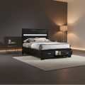 Vino Full Size Panel Bed with 2 Storage Drawers, Acrylic Glitter, Black