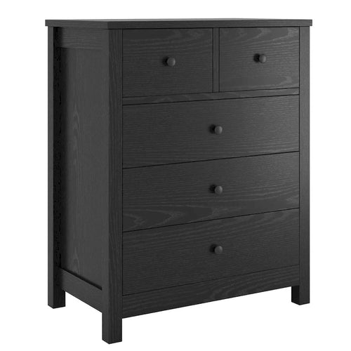 Cómoda de 5 cajones con veta de madera, estilo moderno, individual