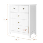 Cómoda de 5 cajones con veta de madera, estilo moderno, individual