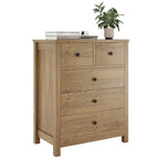 Cómoda de 5 cajones con veta de madera, estilo moderno, individual