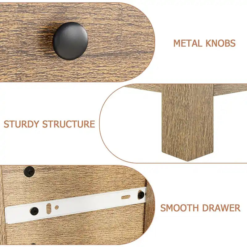 Cómoda de 5 cajones con veta de madera, estilo moderno, individual