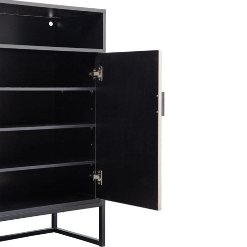 5-Tier Shoe Storage Cabinet, Wooden Shoe Cabinet with Doors Modern Shoe Organizer with Open Shelves for Entryway