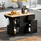 Carrito de Cocina Rodante Gris Azulado / Blanco / Negro con Tabla Abatible, Barra de Desayuno para 2 Personas