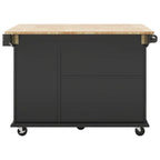 Carrito de Cocina Rodante Gris Azulado / Blanco / Negro con Tabla Abatible, Barra de Desayuno para 2 Personas