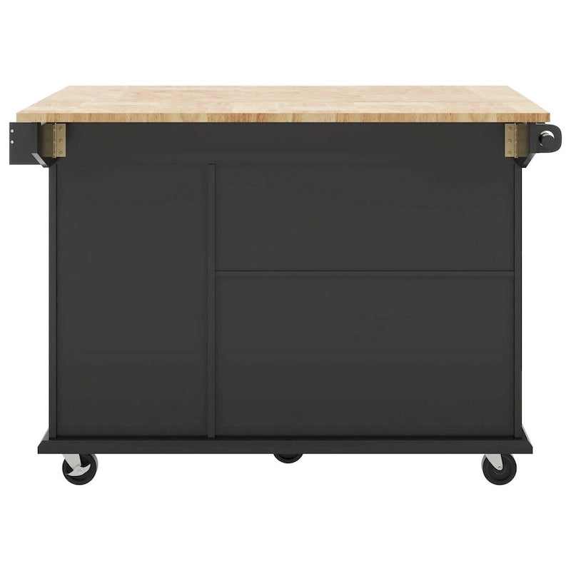 Carrito de Cocina Rodante Gris Azulado / Blanco / Negro con Tabla Abatible, Barra de Desayuno para 2 Personas
