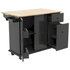 Carrito de Cocina Rodante Gris Azulado / Blanco / Negro con Tabla Abatible, Barra de Desayuno para 2 Personas