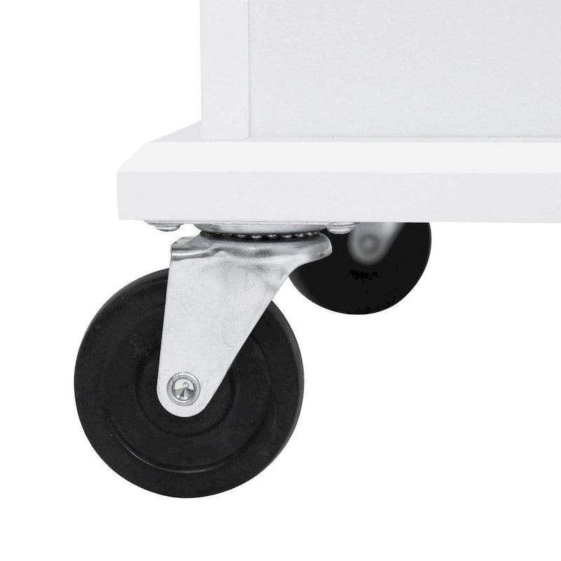 Carrito de Cocina Rodante Gris Azulado / Blanco / Negro con Tabla Abatible, Barra de Desayuno para 2 Personas
