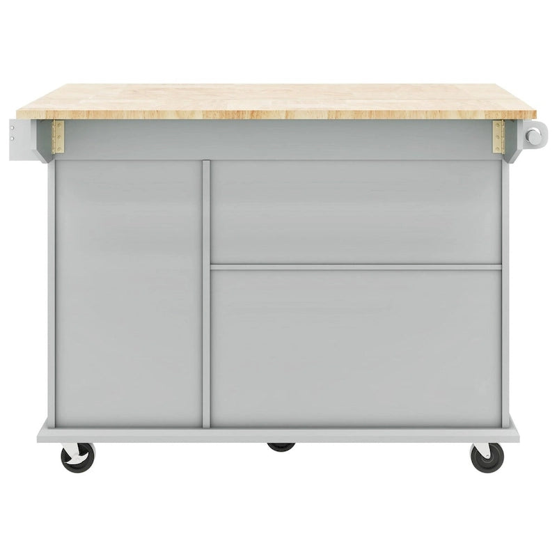 Carrito de Cocina Rodante Gris Azulado / Blanco / Negro con Tabla Abatible, Barra de Desayuno para 2 Personas