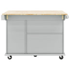 Carrito de Cocina Rodante Gris Azulado / Blanco / Negro con Tabla Abatible, Barra de Desayuno para 2 Personas