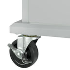 Carrito de Cocina Rodante Gris Azulado / Blanco / Negro con Tabla Abatible, Barra de Desayuno para 2 Personas