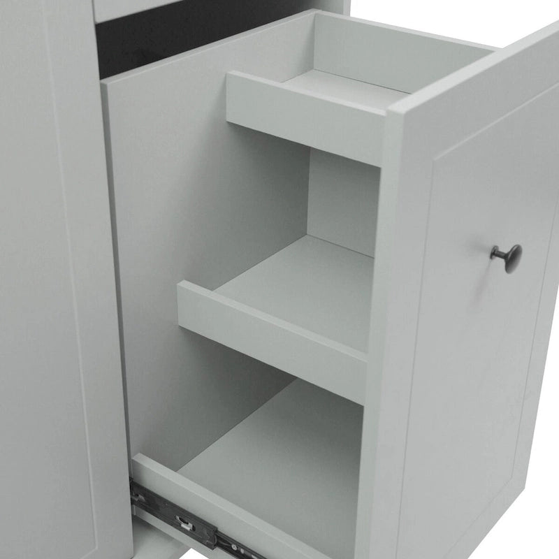 Carrito de Cocina Rodante Gris Azulado / Blanco / Negro con Tabla Abatible, Barra de Desayuno para 2 Personas