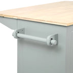 Carrito de Cocina Rodante Gris Azulado / Blanco / Negro con Tabla Abatible, Barra de Desayuno para 2 Personas