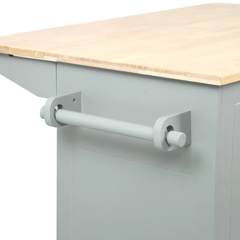 Carrito de Cocina Rodante Gris Azulado / Blanco / Negro con Tabla Abatible, Barra de Desayuno para 2 Personas