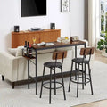3 PCS Industrial Bar Table Set with Wine Rack