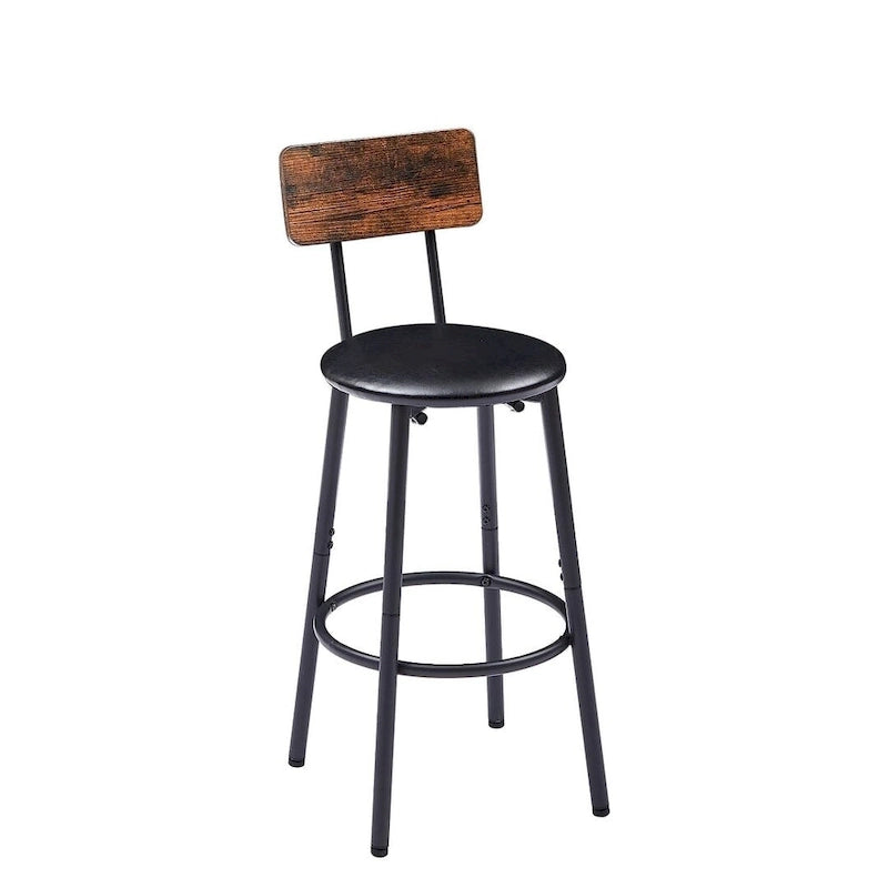 Juego de mesa de bar industrial marrón para 2 personas, con botellero