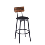 Juego de mesa de bar industrial marrón para 2 personas, con botellero