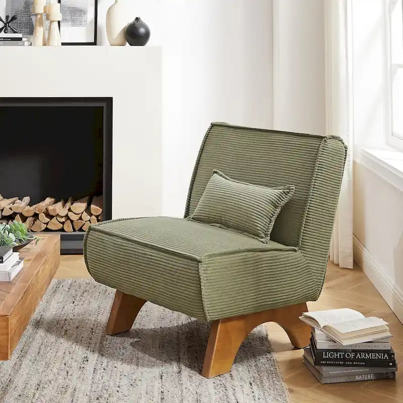 Sillón decorativo sin brazos de poliéster – Asiento individual, varios colores