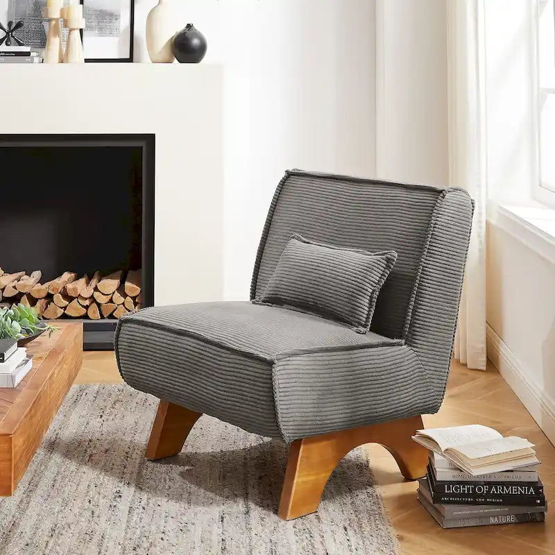 Sillón decorativo sin brazos de poliéster – Asiento individual, varios colores