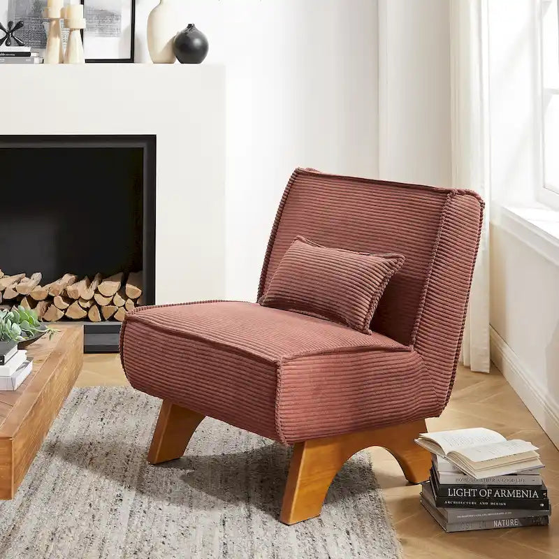 Sillón decorativo sin brazos de poliéster – Asiento individual, varios colores