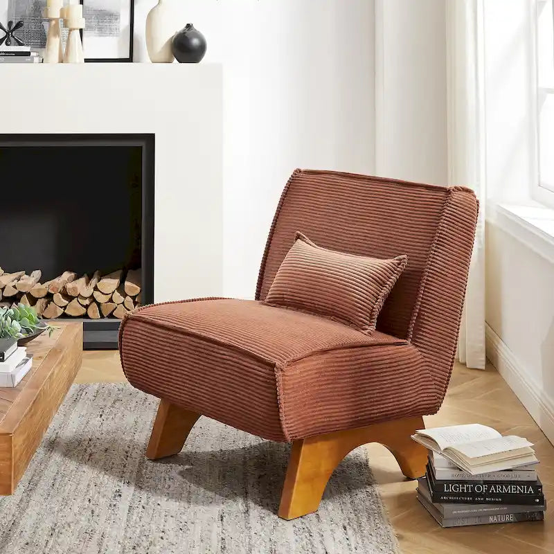 Sillón decorativo sin brazos de poliéster – Asiento individual, varios colores