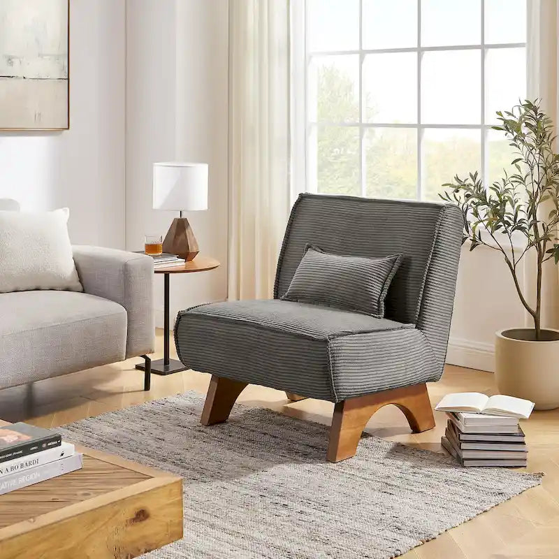 Sillón decorativo sin brazos de poliéster – Asiento individual, varios colores
