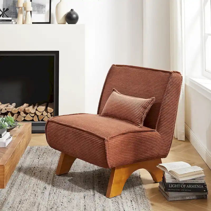Sillón decorativo sin brazos de poliéster – Asiento individual, varios colores