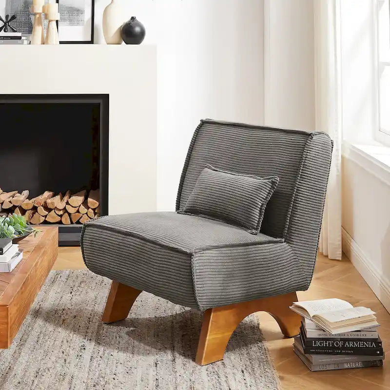 Sillón decorativo sin brazos de poliéster – Asiento individual, varios colores