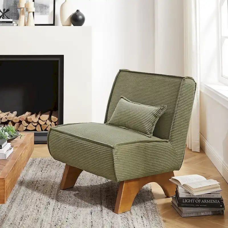 Sillón decorativo sin brazos de poliéster – Asiento individual, varios colores