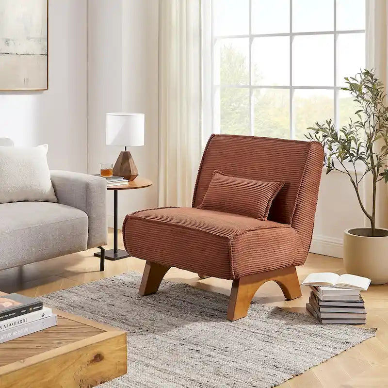 Sillón decorativo sin brazos de poliéster – Asiento individual, varios colores