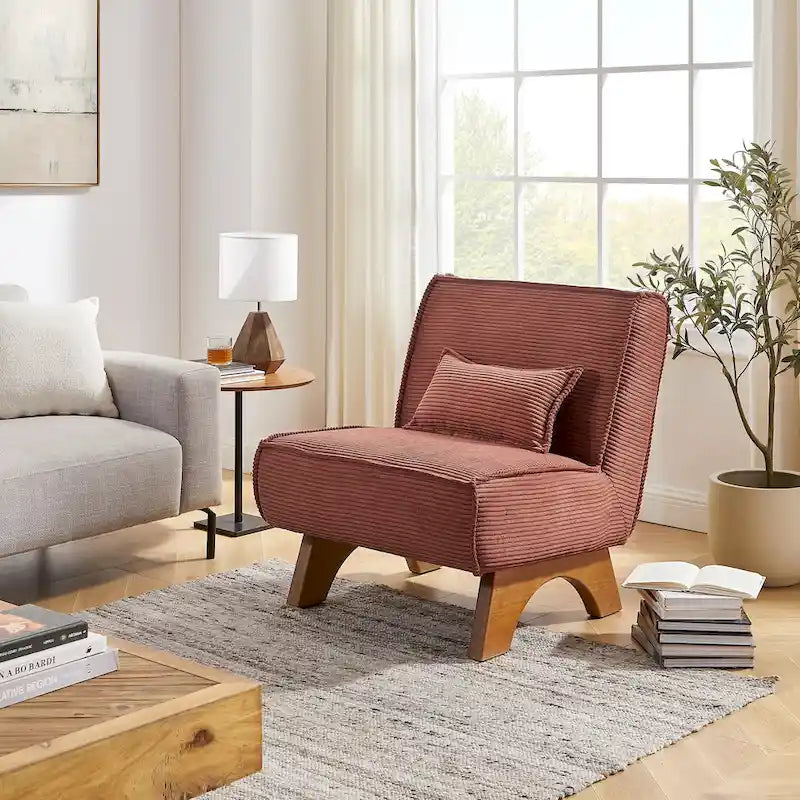 Sillón decorativo sin brazos de poliéster – Asiento individual, varios colores