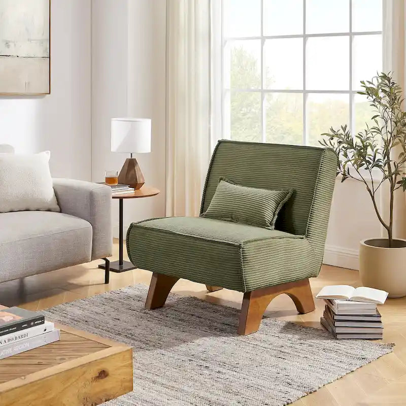 Sillón decorativo sin brazos de poliéster – Asiento individual, varios colores