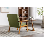 Sillón tapizado en verde / rojo / café / beige / gris claro – Asiento individual, patas de madera maciza