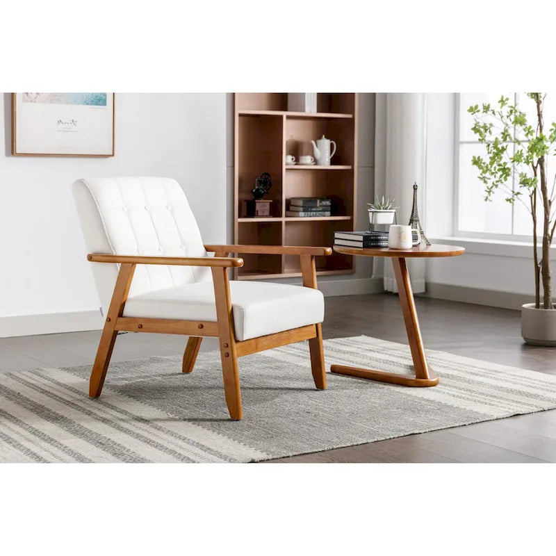 Sillón tapizado en verde / rojo / café / beige / gris claro – Asiento individual, patas de madera maciza