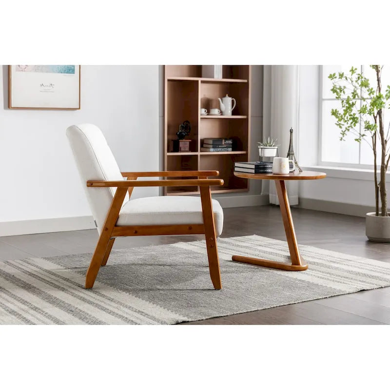 Sillón tapizado en verde / rojo / café / beige / gris claro – Asiento individual, patas de madera maciza