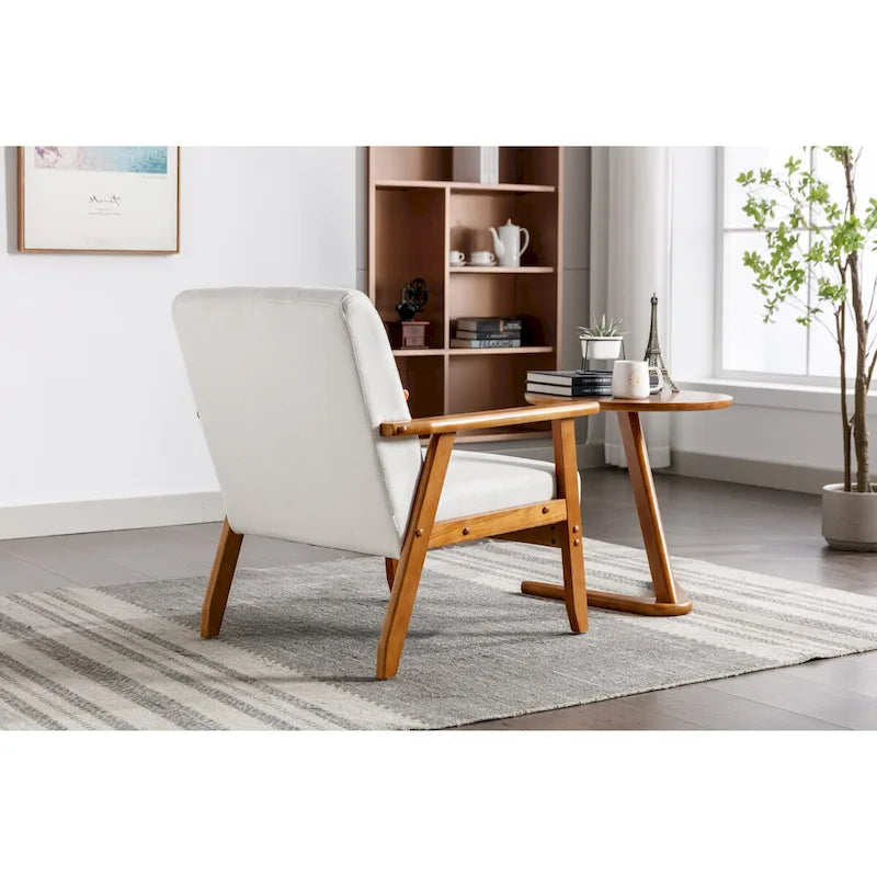 Sillón tapizado en verde / rojo / café / beige / gris claro – Asiento individual, patas de madera maciza
