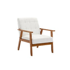 Sillón tapizado en verde / rojo / café / beige / gris claro – Asiento individual, patas de madera maciza