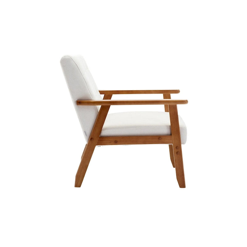 Sillón tapizado en verde / rojo / café / beige / gris claro – Asiento individual, patas de madera maciza