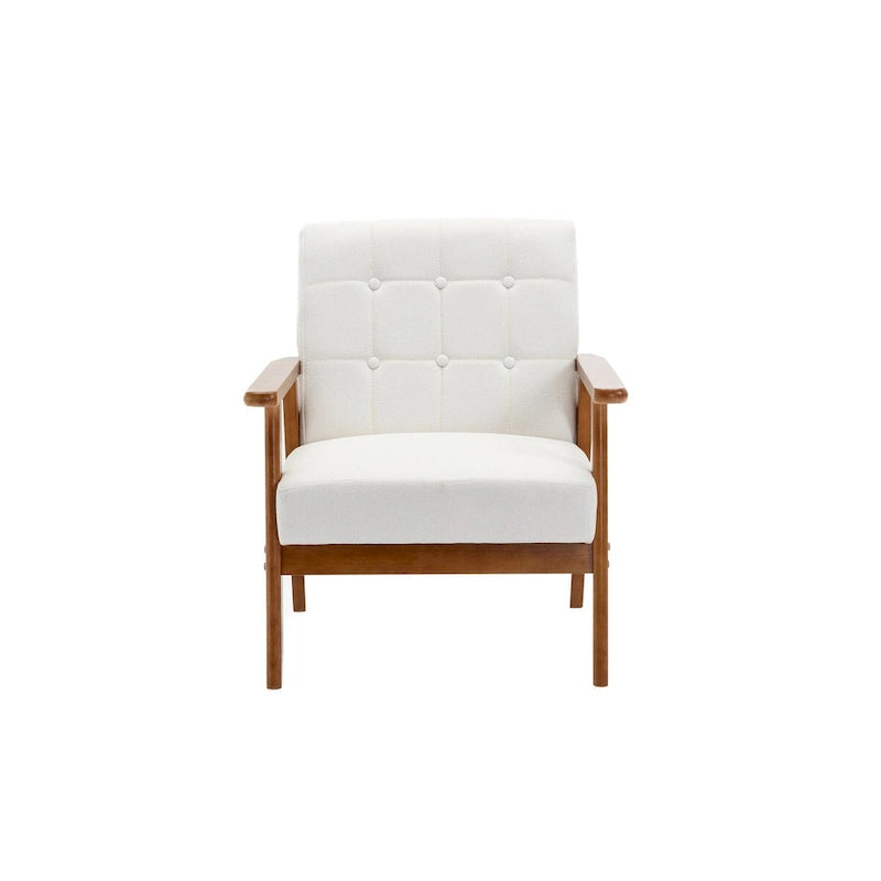 Sillón tapizado en verde / rojo / café / beige / gris claro – Asiento individual, patas de madera maciza