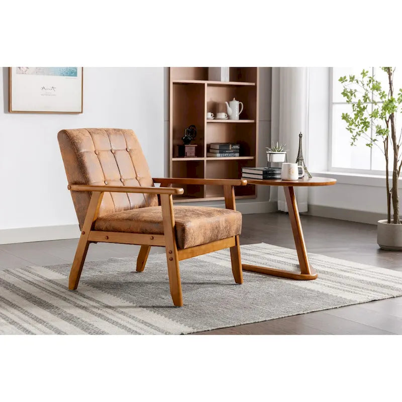 Sillón tapizado en verde / rojo / café / beige / gris claro – Asiento individual, patas de madera maciza
