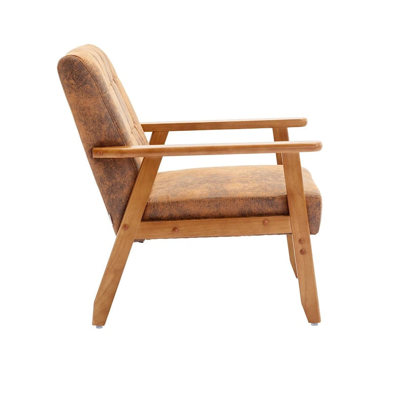 Sillón tapizado en verde / rojo / café / beige / gris claro – Asiento individual, patas de madera maciza