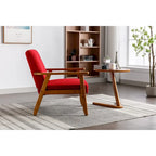 Sillón tapizado en verde / rojo / café / beige / gris claro – Asiento individual, patas de madera maciza