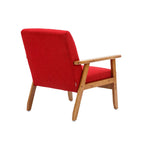 Sillón tapizado en verde / rojo / café / beige / gris claro – Asiento individual, patas de madera maciza