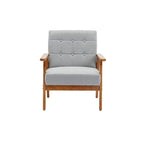 Sillón tapizado en verde / rojo / café / beige / gris claro – Asiento individual, patas de madera maciza