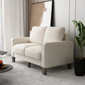 Sofá biplaza beige/gris claro con almacenamiento