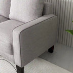 Sofá biplaza beige/gris claro con almacenamiento