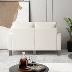 Sofá biplaza beige/gris claro con almacenamiento