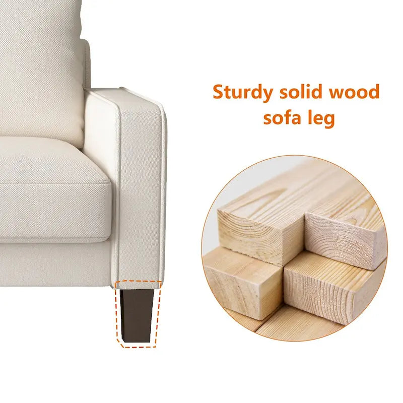 Sofá biplaza beige/gris claro con almacenamiento