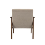 Sillón decorativo de tela gris oscuro/beige/gris con patas de madera de caucho – Asiento individual