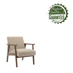 Sillón decorativo de tela gris oscuro/beige/gris con patas de madera de caucho – Asiento individual