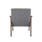 Sillón decorativo de tela gris oscuro/beige/gris con patas de madera de caucho – Asiento individual